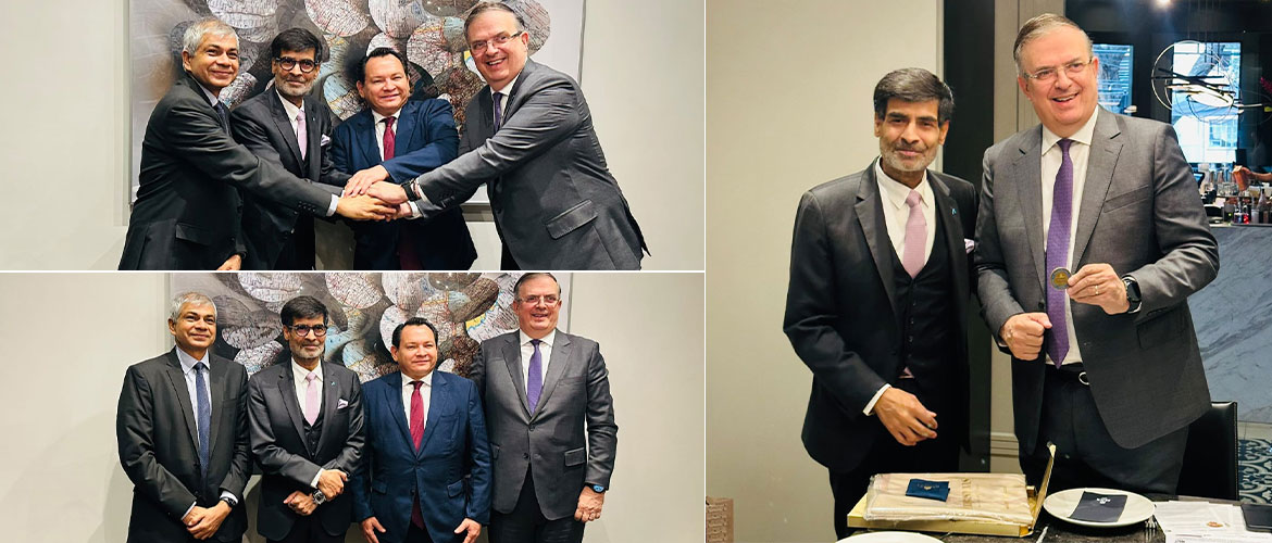 Meeting with H.E. Mr. Marcelo Ebrard, Minister of Economy of Mexico and H.E. Mr. Joaq??n D??az Mena, Governor of Yucat??n and Dr. Samir Saran, President of ORF for upcoming Raisina Dialogue Latin America in M??rida in Yucat??n 29.07.2025