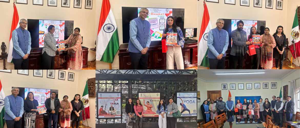 Felicitation of Top Four Winners of Bharat Ko Janiye Quiz from Mexico at the Indian Embassy 17.12.2024