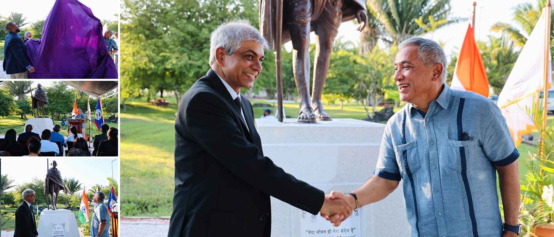 Unveiling of the first-ever statue of Mahatma Gandhi in Belize by PM of Belize, H.E. Mr. John Briceno 10.01.2025