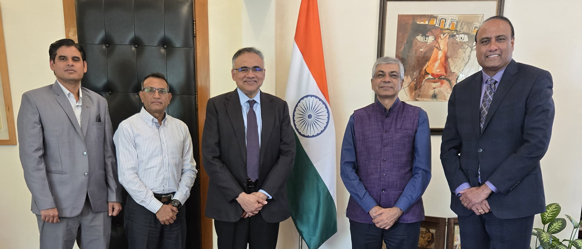 Ambassador Dr. Pankaj Sharma met Mr. Narayan Sethuramon, MD Sanmar Engineering Technologies accompanied by Mr. Mani Iyer, CEO, Matrix Metals LLC, and Mr. Mahendar Singh, VP–Finance and Commercial, Matrix Metals LLC, to discuss business expansion and the Sanmar Group’s growth in Mexico 09 April 2026