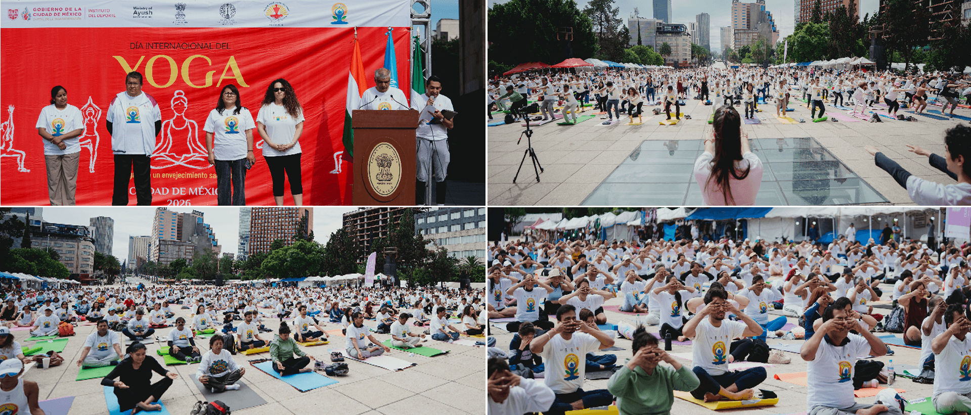 Glimpses from the celebration of the 12th International Day of Yoga 2026 at the Monumento a la Revolución in Mexico City, bringing together hundreds of participants in the spirit of health, harmony and holistic well-being 21 June 2026