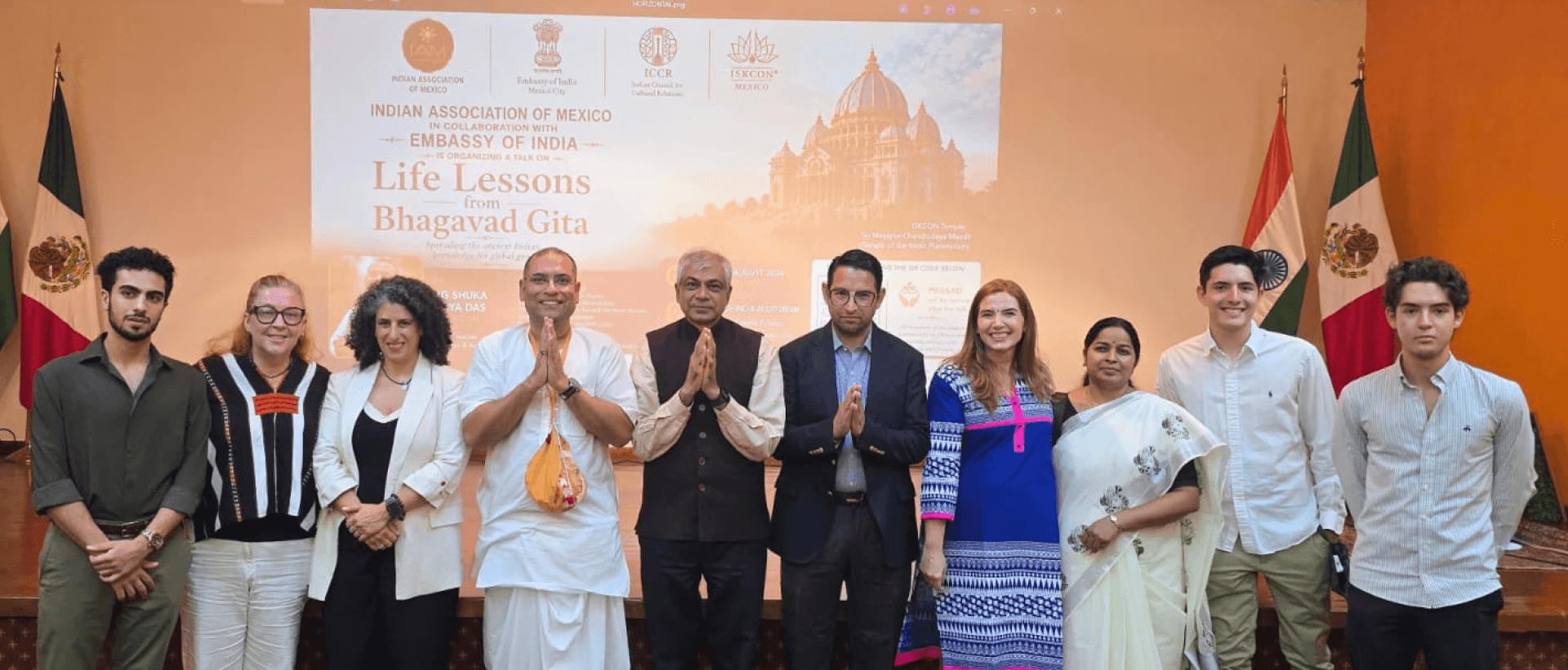 Hosted the talk "Life Lessons from the Bhagavad Gita" by HG Shuka Priya Das Ji, celebrating India's spiritual heritage and strengthening cultural ties with Mexico 02 August 2026 
