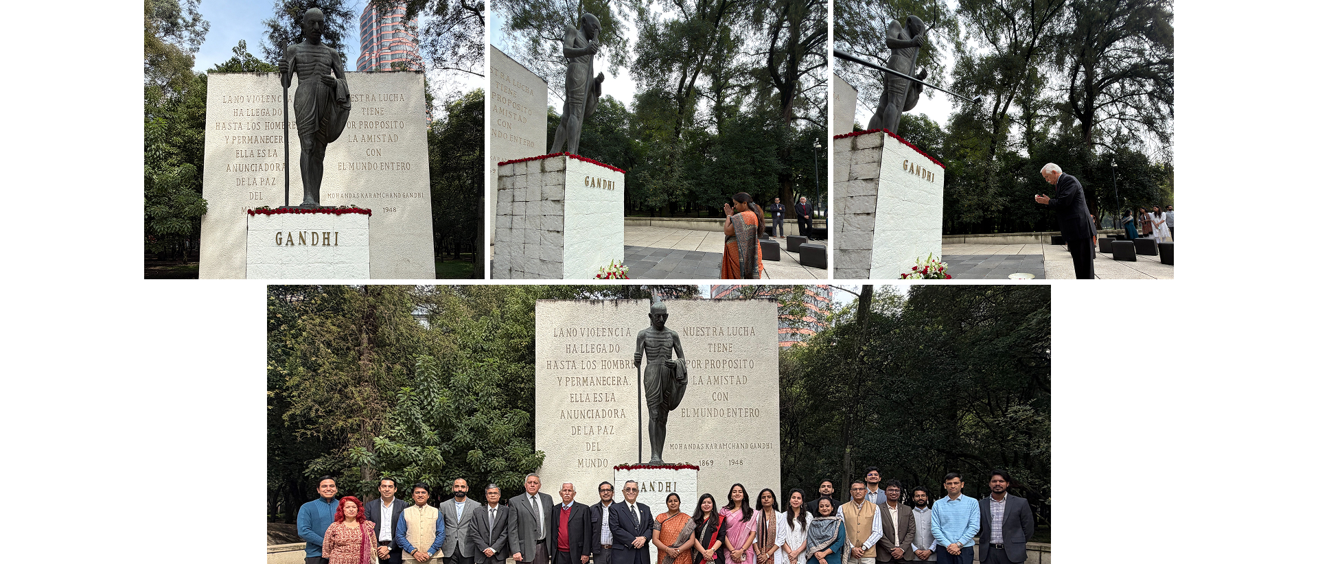 The embassy paid floral tribute to Mahatma Gandhi on Gandhi Jayanti, joined by representatives of the Gandhi–Mandela Foundation, honoring his enduring legacy of truth, non-violence, peace and human dignity 02 October 2026